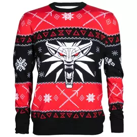 The Witcher 3 Dreaming Of A White Wolf Ugly Holiday Sweater, Black, 2XL