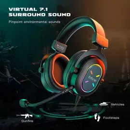 Fifine H6X Professional Gaming Headset, USB, RGB, Black