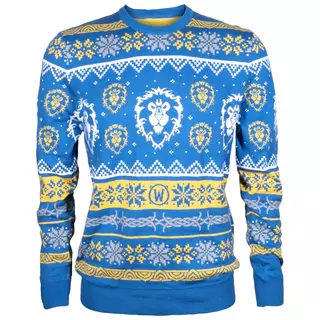 Jinx World of Warcraft - Alliance  Ugly Holiday Sweater Royal Blue, L