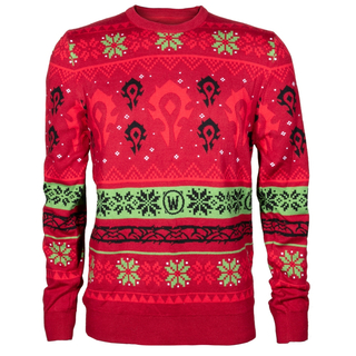 Jinx World of Warcraft - Horde Ugly Holiday Pulover de vacanță Ugly Holiday Sweater Red, S
