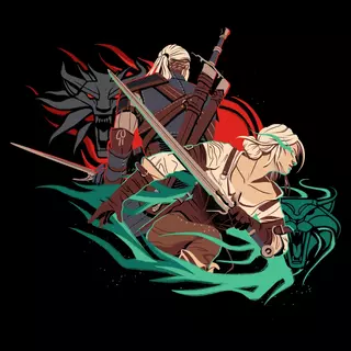 Jinx The Witcher 3 - Back to Back T-shirt, Charcoal Heather, XL
