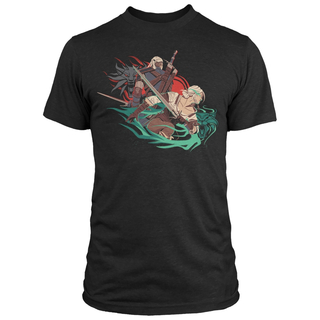 Jinx The Witcher 3 - Back to Back T-shirt, Charcoal Heather, XL
