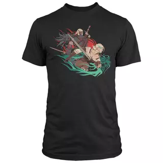 Jinx The Witcher 3 - Back to Back T-shirt, Charcoal Heather, XL