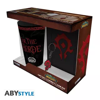 Abysse World of Warcraft - Horde Gift Box Glass 400 ml, Metal Keychain, A6 Notebook