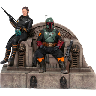 Iron Studios The Mandalorian - Boba Fett e Fennec Shand sul trono Statua Delux Art Scale 1/10