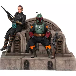 Iron Studios The Mandalorian - Boba Fett and Fennec Shand on Throne Statue Delux Art Scale 1/10