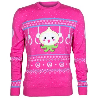 Jinx Overwatch Pachimari Pals Ugly Holiday Sweater, Pink, S