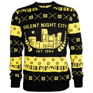 Cyberpunk 2077 Silent Night City Ugly Holiday Sweater, Black, S