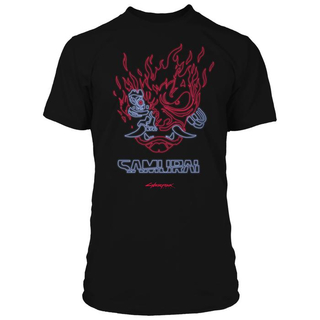 Cyberpunk 2077 Neon Samurai Премиум тениска Black, XL