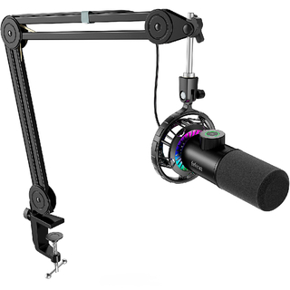 FIFINE T658 USB RGB Dynamic Microphone with Boom Arm Stand, Black