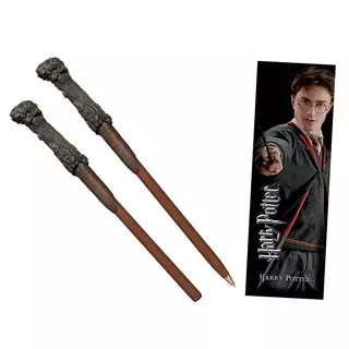 Noble Collection Harry Potter - Stilou cu baghetă Harry Potter și semn de carte
