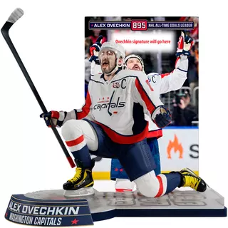 McFarlane Toys NHL ALEX OVECHKIN ALL-TIME GOALS LEADER AUTOGRAFIAT Statuie din rășină