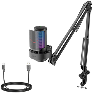 Micrófono para juegos FIFINE A8T con RBG y soporte de brazo ajustable, negro