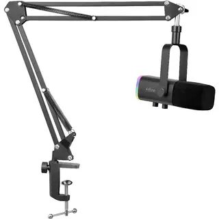 FIFINE AM8T Dynamic RGB  XLR/USB Microphone Adjustable Boom Arm, Black