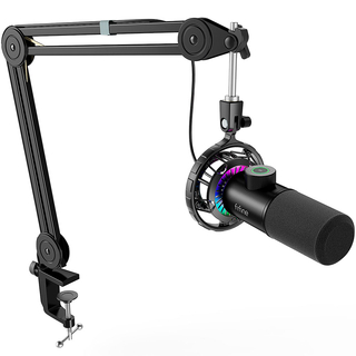 Dynamický mikrofon FIFINE T658 USB RGB se stojanem Boom Arm, černý