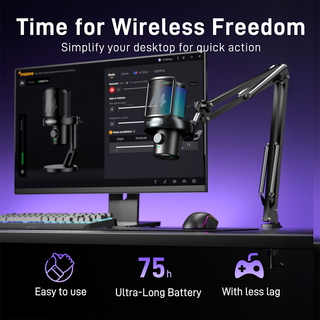 MAONO DM40 Pro S Condenser RGB USB/Wireless AI Gaming Microphone with Arm Stand, black