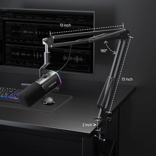 MAONO PD100XS Dynamic RGB USB/XLR Microphone with Arm Stand, black