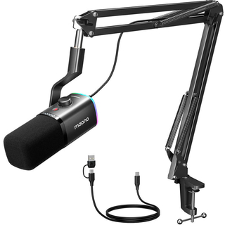 MAONO PD100XS Dynamic RGB USB/XLR Microphone with Arm Stand, black