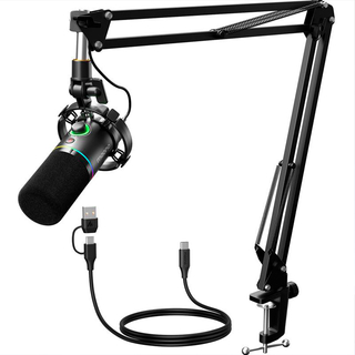 MAONO PD200XS Dynamic RGB USB/XLR Microphone with Arm Stand — For Creators, Streamers & Podcasters