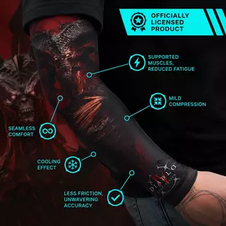 Diablo 4 Seamless gaming arm sleeve - Lord of Hatred Mephisto, Black, S