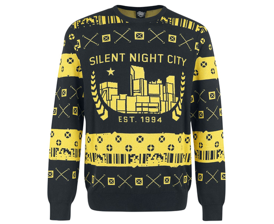 Cyberpunk 2077 Silent Night City Ugly Holiday Sweater, černá, L