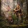 Star Wars Episode VI- Leia and Wicket- Art Scale 1/10